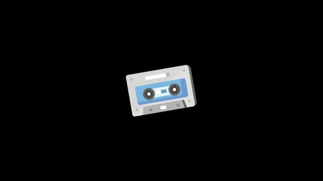 Retro audio cassette icon animation for media playback or album cover