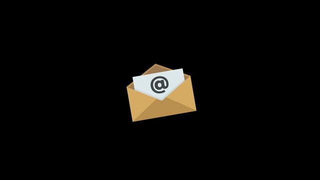 Envelope with email icon animation isolated on an alpha channel background 