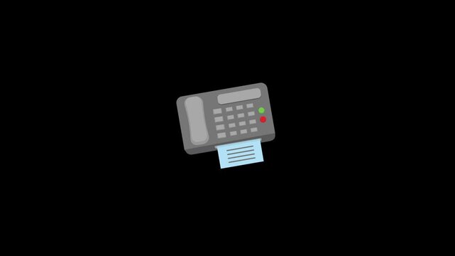 Fax machine icon animation isolated on an alpha channel background 