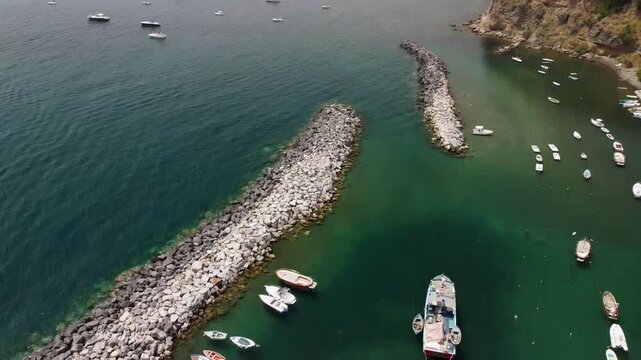 Crystal clear aerial view of Procida island and