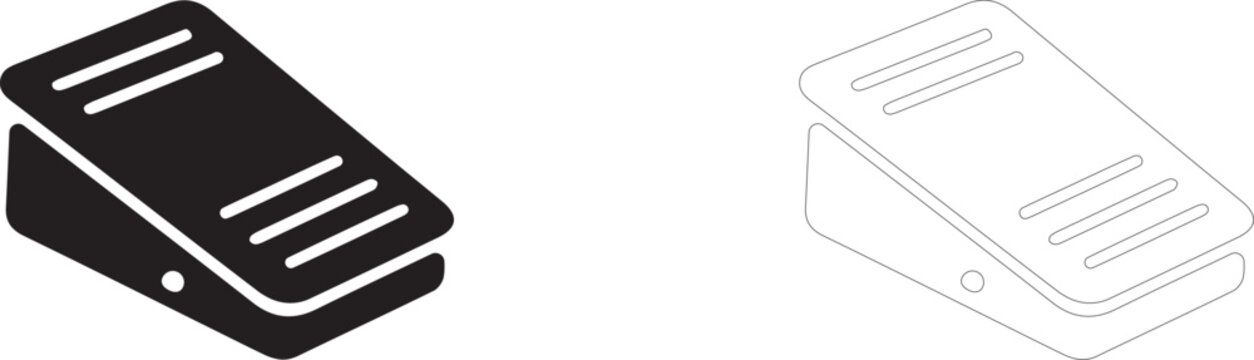 Drive pedal icon, foot control switch symbol, sewing machine hardware and industrial automation.