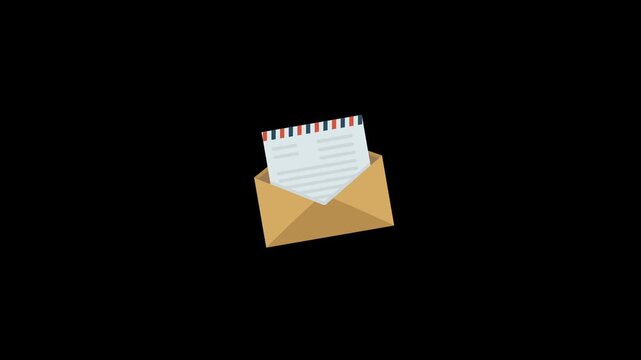 Envelope with blank letter icon animation on an alpha channel background