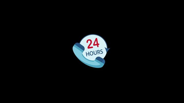 24-hour service icon with calling interface isolated on an alpha channel background