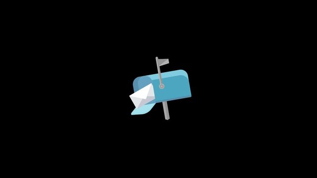Mailbox icon animation with envelope. Opening the mailbox for a new letter