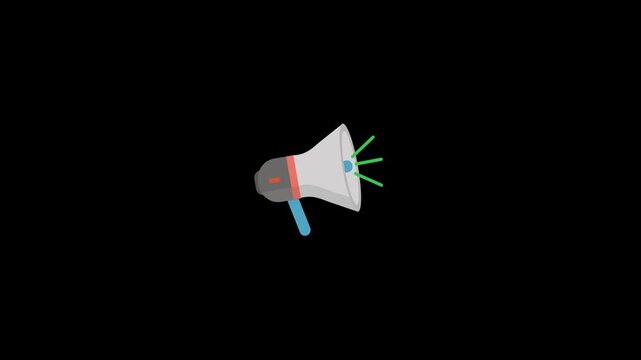 Megaphone announcing icon animation for social media promotion, product boosting