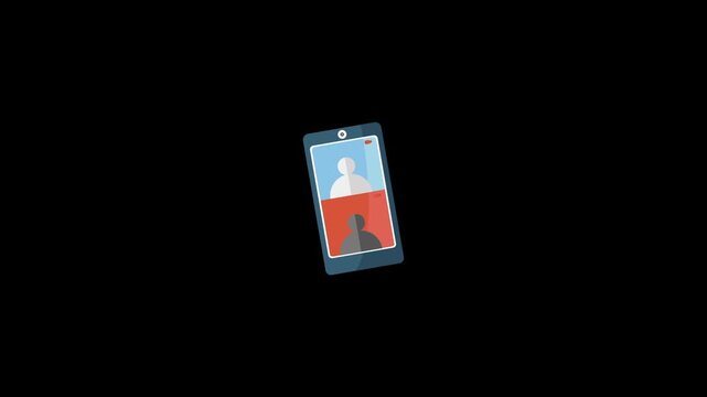 Online chat icon animation isolated on an alpha channel background on with a mobile phone