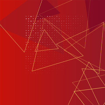 Modern abstract red background featuring elegant geometric line art transparent polygons and dotted pattern for technology branding presentations and banners