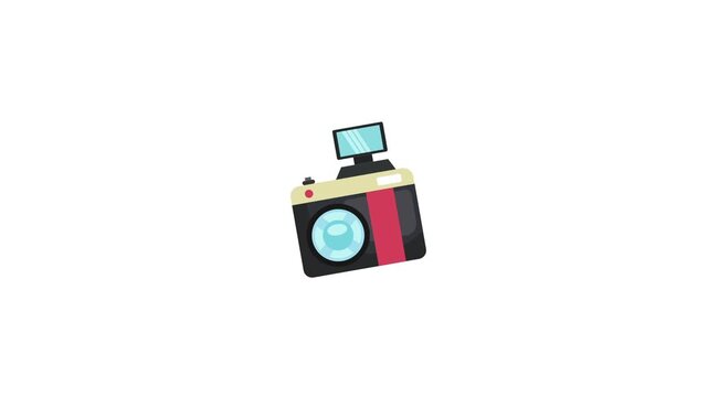 Camera icon taking still image and shutter flash animation