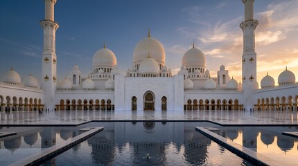Obraz premium Grand Mosque Architecture Sunrise Reflection