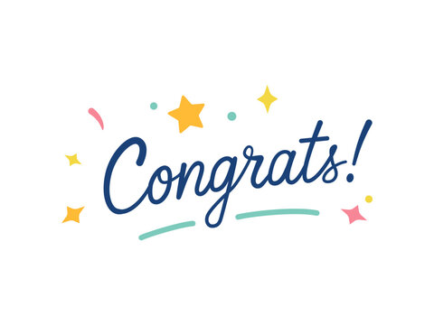 Congrats handwritten text. Calligraphy congratulations message. Congratulation hand-written inscription.