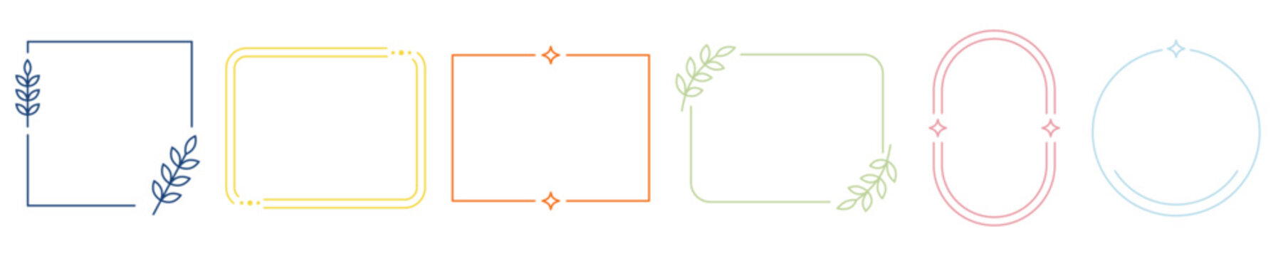 Simple banal minimal outlined geometric line frame borders.