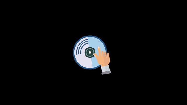 Music playing icon with a disc jockey isolated on alpha channel background