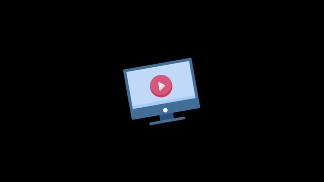 Video playback icon animation isolated on an alpha channel background