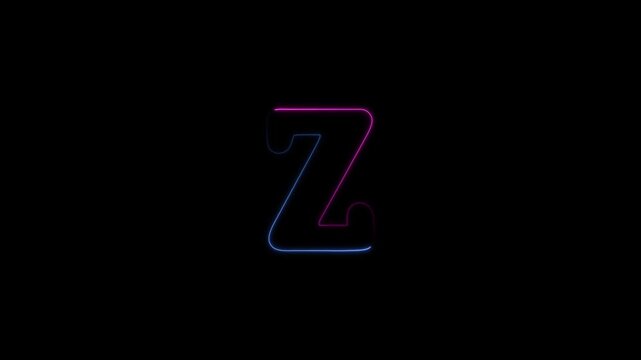 Alphabet word z animation . glowing letter logo icon animated.