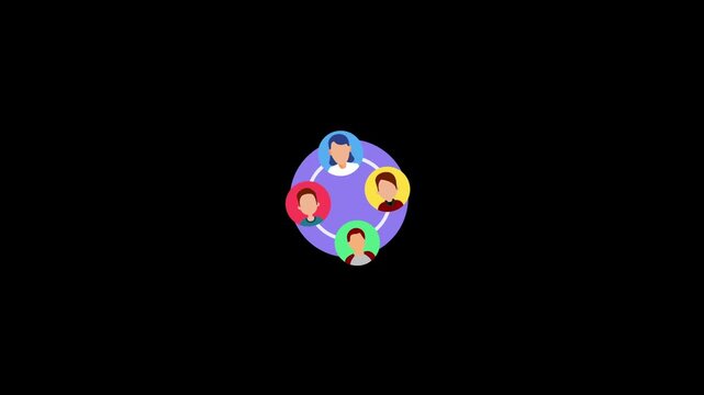 Social media connection with people icon animation isolated on an alpha channel background