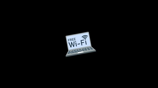 Free wifi icon animation isolated on an alpha channel background