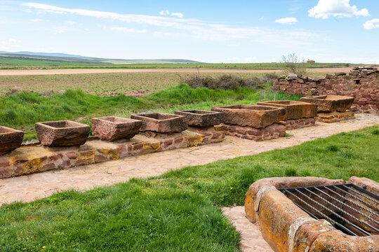 El Navajo outdoor laundry facilities in Rodenas village, province of Teruel, Aragon, comarca of Sierra de Albarracin, Spain