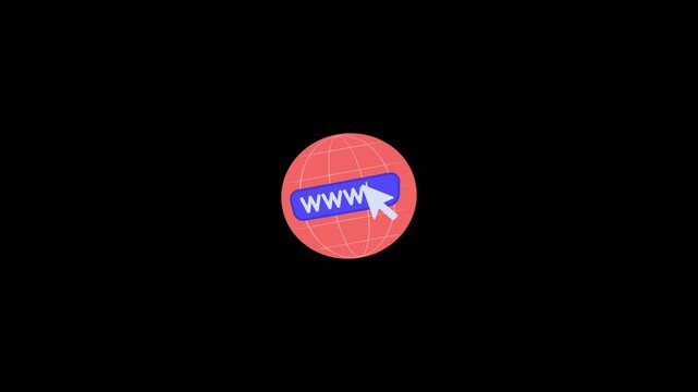 Internet www icon animated screen isolated on an alpha channel background 