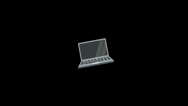 Laptop icon animated screen isolated on an alpha channel background 