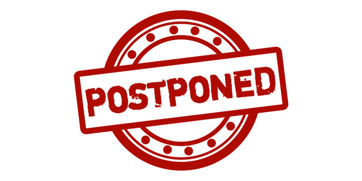Postponed Rubber Stamp Seal Vector Illustration &ndash; Red Grunge Postponed Badge, Delayed Status Mark, Official Rescheduled Notice Label
