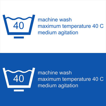 Machine Wash Maximum Temperature 40 C Medium Agitation Washing Icon Laundry Symbol