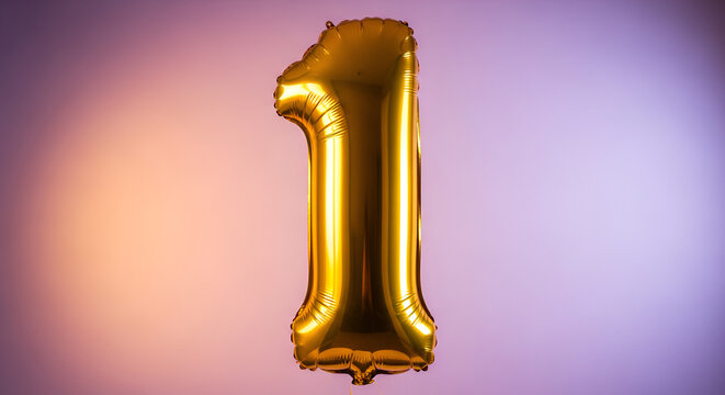 Golden Number 1 Balloon - First Place, Success, Celebration, Achievement
