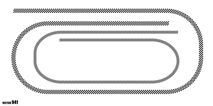 Vector illustration of a racing track with checkered pattern
