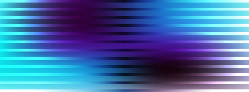 Abstract digital gradient background banner with horizontal glitch stripes, modern dynamic neon blue purple parallel line tech corporate backdrop vector.