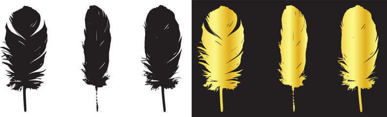 Luxury gold and black feather silhouettes vector design elements collection © Sabbir