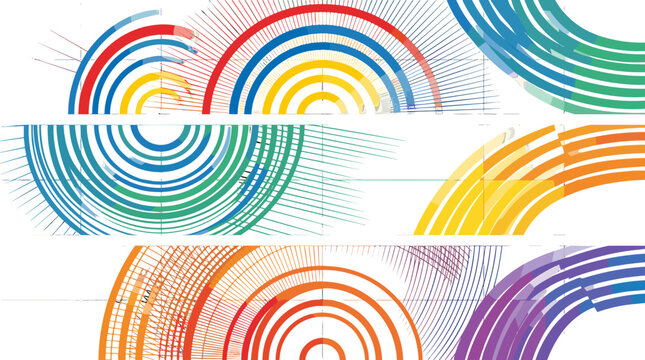 Abstract colorful concentric circles pattern with vibrant rainbow hues