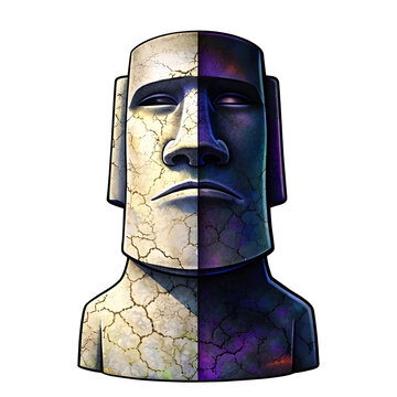 Moai Steinstatue mit realistischer zweifarbiger Oberfl&auml;che