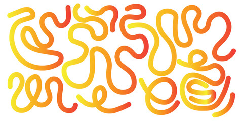 Fototapeta premium Abstract red and yellow gradient wavy lines pattern – seamless flowing curves background with cyan to red color transition abstract squiggle shapes and playful flowing motion. 