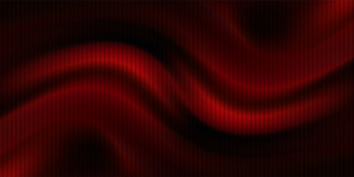 Glossy metallic deep red and black ribbed fractal glass texture effect background, vertical stripes reeded glass wave glow for premium tech product visual, web header, banner or presentation