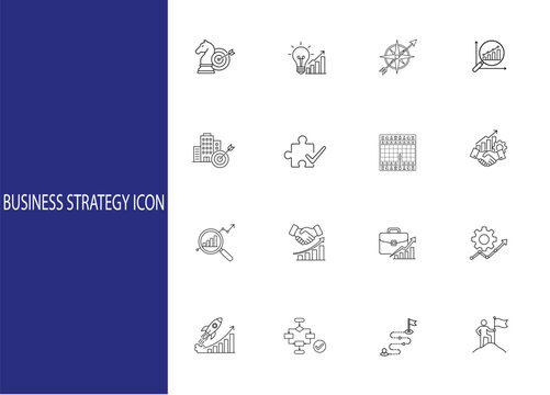 16  BUSINESS STRATEGY icon set on 4000x4000 px Template