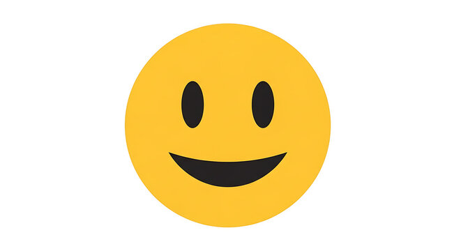 Vibrant yellow graphic symbol of joy, featuring a friendly smile and bright eyes, representing happiness, positivity, and a lighthearted mood in any digital or print design
