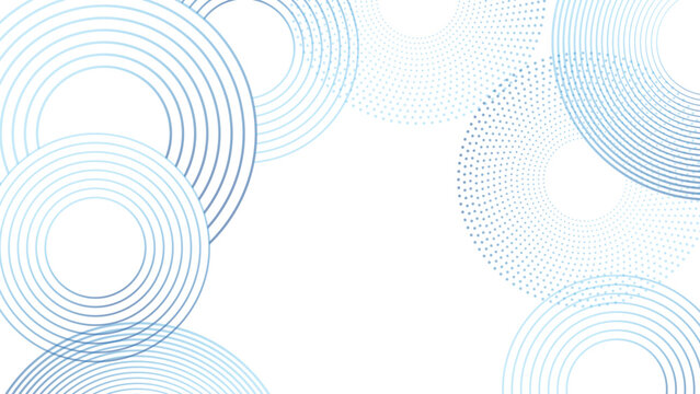 Abstract Light Blue Concentric Circles Background, Minimalist Geometric Dotted Ring Vector Texture