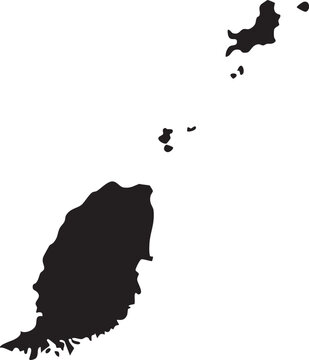Black silhouette map of Grenada and its dependencies a simple vector illustration for geography travel and educational content isolated on a white background