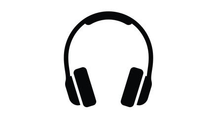 Fototapeta premium Headphones silhouette black vector icon illustration on transparent background