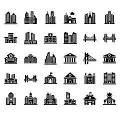 Obraz premium Collection of Various City Buildings and Architectural Landmarks.