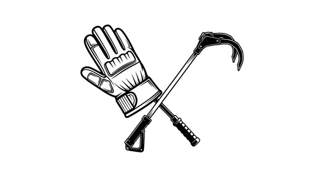 Climbing Glove and Ice Axe Crossed Emblem
