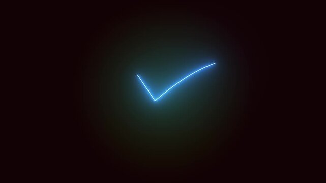 neon check mark icon animation in gradient color background