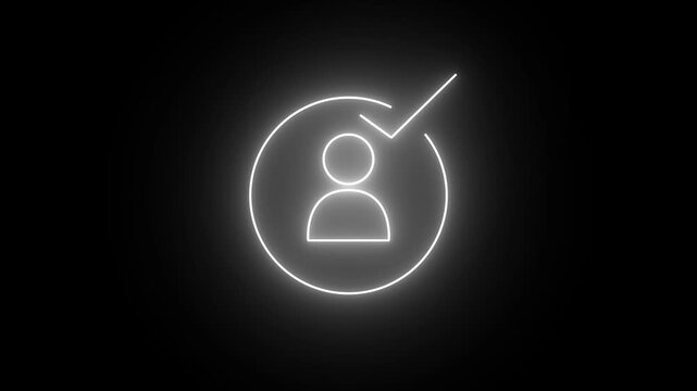 neon check mark icon animation white color. security and man icon with check mark icon