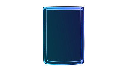 A blue rectangle with a metallic outline is standing upright on a plain surface. © Monirul