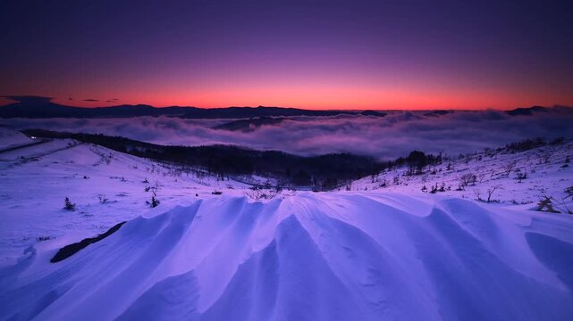 屈斜路湖の朝と雪紋