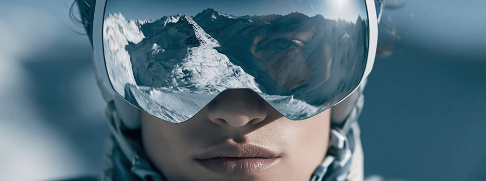 mirrored ski goggles, AI generated
