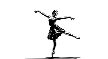 Fototapeta premium Elegant Ballerina Dancing in Silhouette Style