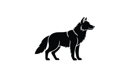 Fototapeta premium Wolf silhouette black animal shape on transparent background