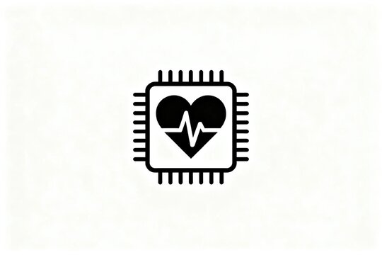 Heartbeat Chip Icon with Minimalist Design