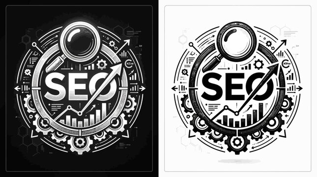 SEO Optimization Concept with Magnifying Glass and Growth Chart