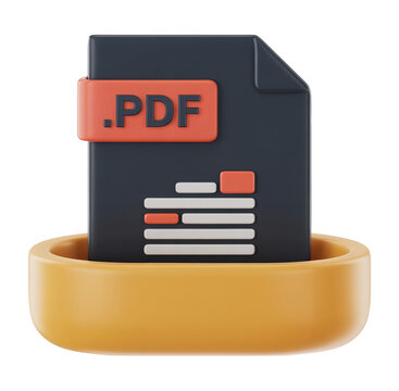 Premium 3D PDF Document Icon with Dark File Design for Digital Storage and Modern Cloud Interface Systems
